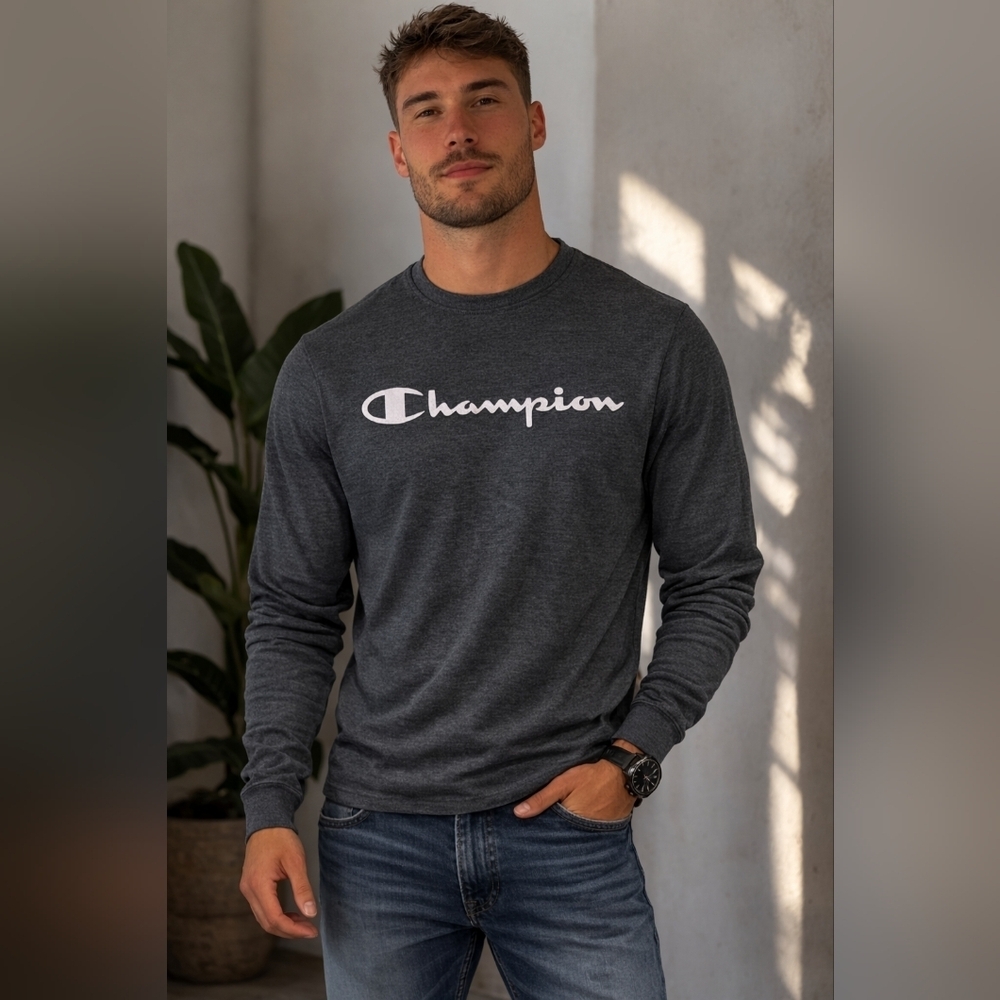 2/$20 Champion Men's Charcoal Long Sleeve Shirt